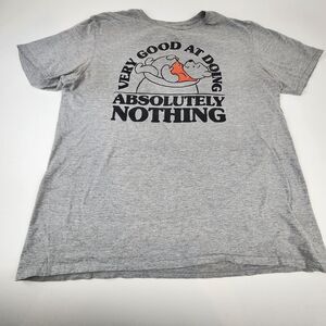 Disney Winnie the Pooh T Shirt Mens L Gray Doing Absolutely Nothing Graphic Tee